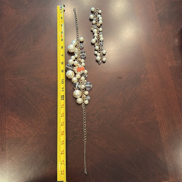 Statement necklace & bracelet set  faux pearls and beads set custom jewelry - Picture 5 of 16